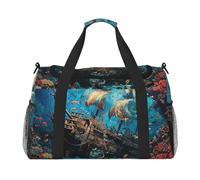 Shipwreck Under The Sea Travel Duffle Bag Ocean Fish Gym Overnight Weekender Bag for Men Women Lightweight Carry On Luggage for Workout Holiday