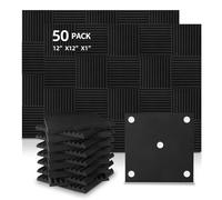 50 Pack Acoustic Foam Panels Premium Sound Proof Foam Panels Black Soundproof Wall Panels High Density Acoustic Panels Sound Absorbing for Studio Office Home, 12 x 12x 1Inch