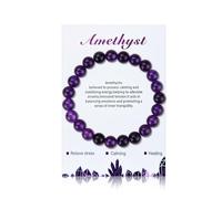 ShiQiao Spl Amethyst Beads Bracelet for Women Christmas Birthday Gifts for Girls Healing Stone Bracelet for Stress Relief Purple Stone Bracelets for Best Friends Daughter Sister Beaded Bracelets