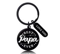 ShiQiao Spl Best Papa Ever Keyring for Daddy Dad Fathers Day Gift for Men Papa Birthday Retirement Gift for Dad Keychain Gifts for Grandad I Love You Gifts