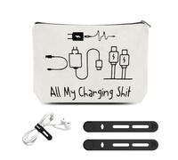 ShiQiao Spl Funny Charging Cable Organiser Bag for Travel Home Silicone Cable Ties Charger Organiser with Zipper Toiletry Pouch for Boys Girls Adjustable Wire Ties Electrical Cord Keepers 2 Pcs