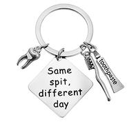 ShiQiao Spl Funny Gifts for Men Women Dental Christmas Gifts for Dentist - Same Spit Different Day Keychain Dental Nurse Birthday Gifts for Friends