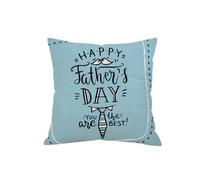 ShiQiao Spl Happy Father's Day Cushion Cover for Dad from Daughter Son Daddy I Love You Gift for Men Blue Linen Pillow Case for Sofa Bed Throw Pillow Cover 45x45cm