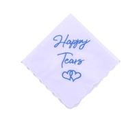 ShiQiao Spl Happy Tears Wedding Handkerchief for Guests Something Blue for Bride on Wedding Day Embroidered White Celebration Hankie for Parents of the Groom Bride Handkerchiefs