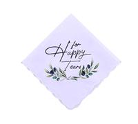 ShiQiao Spl Happy Tears Wedding Handkerchief White Keepsake for Bridal Party Favour for Guests White Hand Kerchief for Mother Father of the Groom Engagement Wedding Party Accessories for Bride