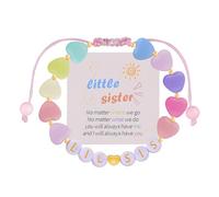 ShiQiao Spl Lil Sister Gifts from Big Mid Sis Birthday Gifts for Sisters Love Heart Beaded Bracelet for Girls Long Distance Presents for Little Sister Bracelet