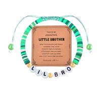 ShiQiao Spl Little Brother Birthday Christmas Gifts from Brother Sister Sibling Adjustable Beaded Bracelet for Lil Bro Clay Beads Bracelet from Brother Sister
