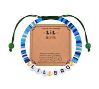 ShiQiao Spl Little Brother Bracelet Gifts for Boys Lil Bro Birthday Christmas Gifts for Younger Brothers Gift from Sister Brother Adjustable Beaded Bracelet with Inspiring Card