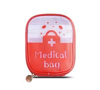 ShiQiao Spl Medicine Organiser Storage for Travel Medicine Case Clear Waterproof Pill Bag for Women Men Small First Aid Pouch Red Portable Medical Bag for Home Camping Hiking