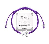 ShiQiao Spl Memorial Bracelet for Women Men Condolence Gifts for Best Friend Sympathy Bracelet with Angel Charm Bereavement Gift for Loss of Loved One Purple Cord Bracelets for Daughter Son