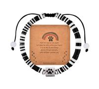 ShiQiao Spl Pet Memorial Bracelet for Dog Cat Owner Bereavement Gifts for Women Men Adjustable Rainbow Bridge Keepsake for Grieving Pet Loss Sympathy Gift for Pet Lovers Black White Beaded Bracelet