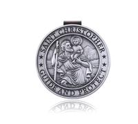 ShiQiao Spl Saint Christopher Sun Visor Clip Car Accessory for Men Women St. Christopher Medal for Christian Religious Drive Safe Gifts for New Drivers Travel Prayer Charm Decoration for Cars