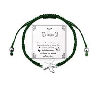 ShiQiao Spl Sympathy Gift for Loss of Loved One Green Cord Angel Memorial Bracelet for Women Men Remembrance Bracelet with Guardian Angel Charm Adjustable Green Rope Bracelets