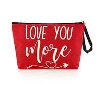 ShiQiao Spl Valentines Day Gift Bag for Girlfriend Romantic Saint Valentine's Gifts for Couples Large Makeup Cosmetic Bag Organiser Bag with Handle Love You More Toiletry Storage Bag for Wife Fiancee