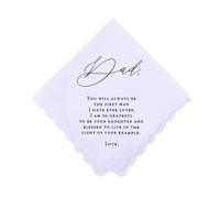 ShiQiao Spl White Wedding Handkerchief for Dad Father of the Bride Gifts from Daughter Sentimental Cotton Hankie Keepsake for Men Wedding Hand Kerchief for Daddy Bridal Party Favour