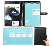 SHIQIKEJIPTY 5 Pack Steno Pads 6x9 With PU Leather Cover Steno Pad Holder Spiral Steno Notepad Portfolio Business Padfolio A5 Notebook Organizer With Pen Loop for Men Office(Black)
