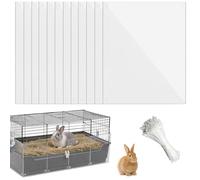 SHIQUAN 12 PCS Pet Cage Liner Protection 10.2'' x 8.3'',with 100 Cable Ties | Transparent Rabbit Cage Urine Guard , Litter Scatter Shield Side Lining for Bunny, Guinea Pig, Hamster, Small Pets