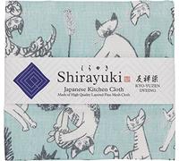 Shirayuki Japanese Kitchen Cloth KYO-YUZEN. Made Layered Fine Mesh Cloth. Dish Wipe, Table Wipe, Hand Wipe. Made in Japan (Blue, Meow Meow)