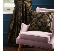 Shiraz Large Floral Jacquard Polyester Filled Cushion Paoletti Black 60cm x 60cm