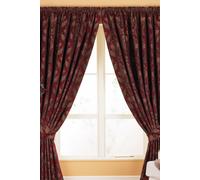 Shiraz Traditional Jacquard Pencil Pleat Curtains Paoletti Burgundy 168cm width x 229cm drop