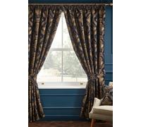 Paoletti Shiraz Floral Jacquard Pair of Pencil Pleat Curtains