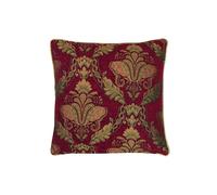 Shiraz Traditional Jacquard Pipe Trimmed Cushion Paoletti Burgundy 45cm x 45cm