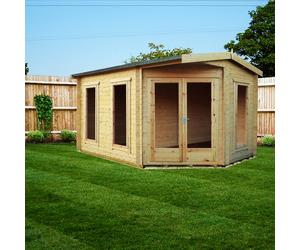 Shire 10x14 Lambridge Corner log cabin 28mm logs