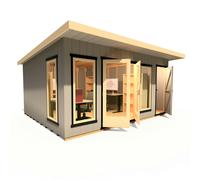 Shire Cali Home Office 16 ft x 12 ft With Side Shed, Brown