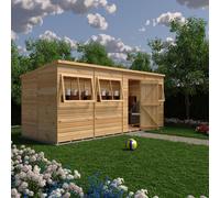 Shire Pent 16 ft x 6 ft Shiplap Shed, Brown