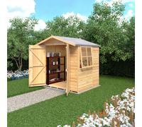 Shire Alderney 7 ft x 5 ft Shiplap Double Door Shed, Brown