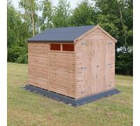 Shire Langley 8 ft x 6 ft Shiplap Double Door Shed, Brown
