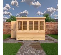 Shire 8x8 Sun Pent Potting Shed Style A Single Door 12mm Shiplap