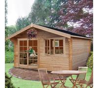 Shire Abbeyford 11' 9" x 13' 8" Apex Log Cabin - Premium 44mm Cladding Tongue & Groove