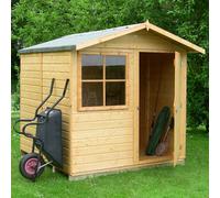 Shire Abri 7ft x 7ft Wooden Apex Garden Shed, Brown