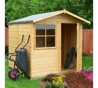 Shire Abri 7ft x 7ft Wooden Apex Garden Shed, Brown