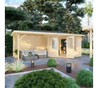 Shire Amarrillo 20x10 Log Cabin and Shelter combination 44mm cladding