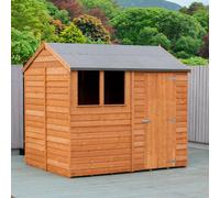 Shire Overlap 8' x 6' Single Door Reverse Apex Shed, Brown