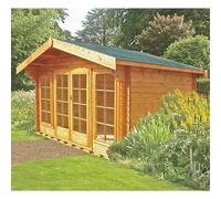 Shire Argyll 13' 8" x 9' 9" Apex Log Cabin - Premium 44mm Cladding Tongue & Groove