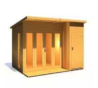 Shire Aster Summerhouse with Side Storage 10x8 - 10 x 8 Shire Aster Summerhouse with Left-Hand Side Storage in shiplap