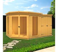 Shire Barclay 3' 9" x 7' 4" Pent Summerhouse with Side Shed - Premium Coated Shiplap