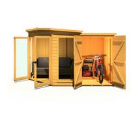 Shire Barclay Corner Summerhouse with Side Shed 7 ft x 11 ft, Brown