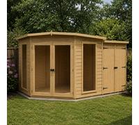 Shire Barclay With Side Shed 8 x 12ft Corner Summerhouse 12mm Interlock Cladding