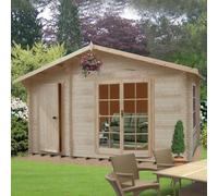 Shire Bourne 13' 8" x 9' 9" Apex Log Cabin - Premium 70mm Cladding Tongue & Groove