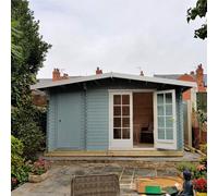 Shire Bourne 13' 8" x 9' 9" Apex Log Cabin - Premium 28mm Cladding Tongue & Groove