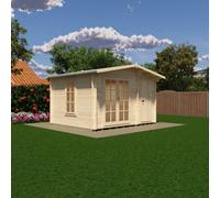 Shire Bourne Log Cabin 12X10 With Double Doors, Opening Windows & Storage Room