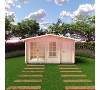 Shire Bourne Log Cabin 14X6 With Double Doors, Opening Windows & Storage Room