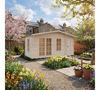 Shire Bourne Log Cabin 16X8 With Double Doors, Opening Windows & Storage Room