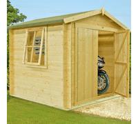 Shire Bradley 7' 4" x 6' 11" Apex Log Cabin - Premium 19mm Cladding Log Clad
