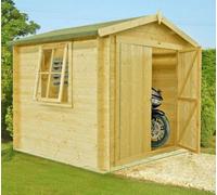 Shires Bradley Log Cabin Home Office Garden Room Approx 9 x 9 Feet in Light Brown Shires Light Brown