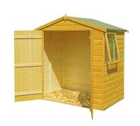 Shire Bute Shiplap Apex Double Doors Tongue & Groove Garden Shed 4x6 ft in Light Brown Shire Light Brown